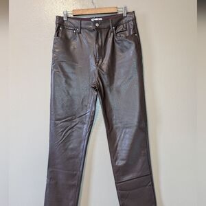 Asos Faux Brown Leather Straight Leg Pants